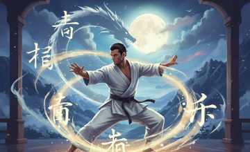 Martial artist training in a Jiu Jitsu gi under moonlight